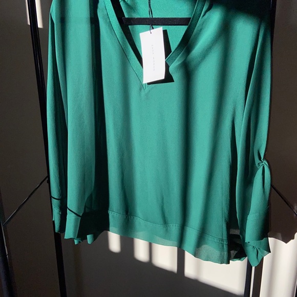 NWT Zara lined green blouse - Picture 6 of 8
